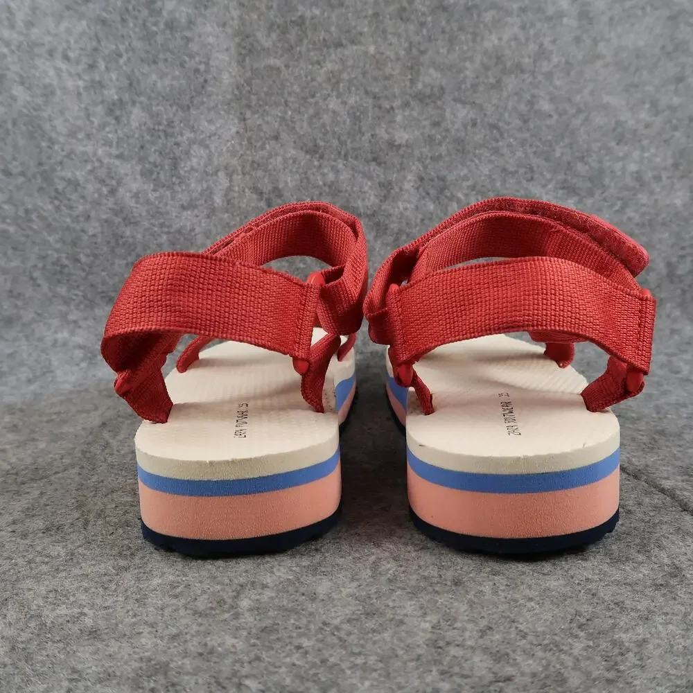 Zara Shoes Kids 33 Sport Sandals Platform Adjustable Straps Platform Red Pink